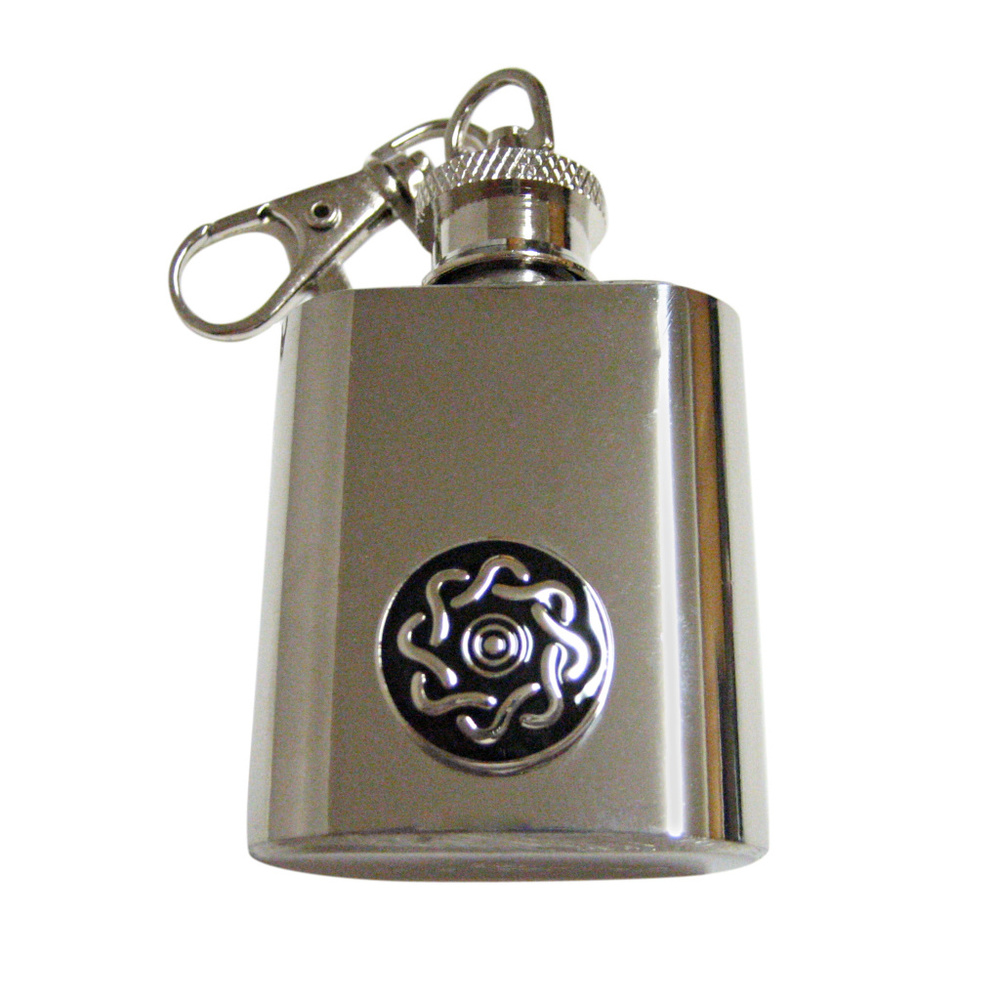 Shiny Round Celtic Design Keychain Flask - image 1